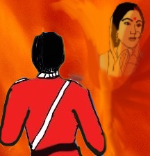 A British soldier watches as Sati is being committed. 